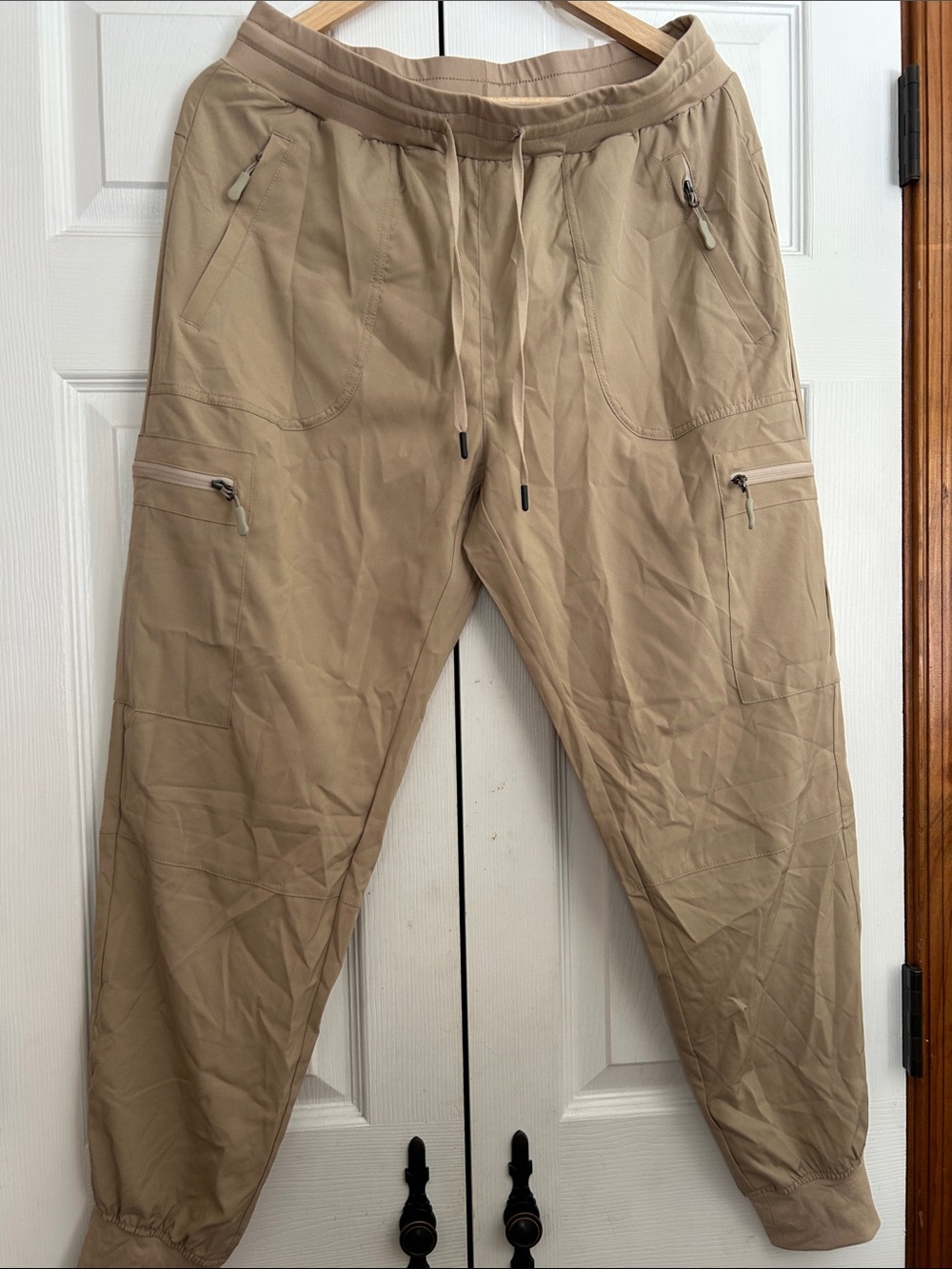 Men's Drawstring Cargo Jogger Pants - Beige